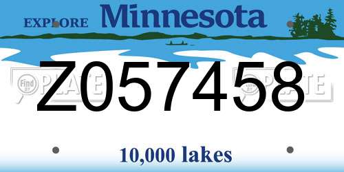 Z057458 Minnesota License Plate