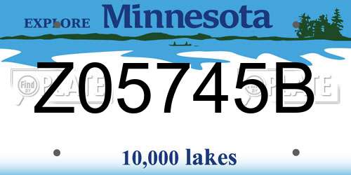 Z05745B Minnesota License Plate