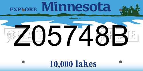 Z05748B Minnesota License Plate