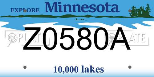 Z0580A Minnesota License Plate