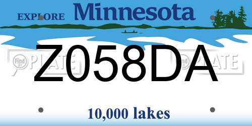 Z058DA Minnesota License Plate