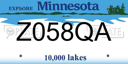 Z058QA Minnesota License Plate