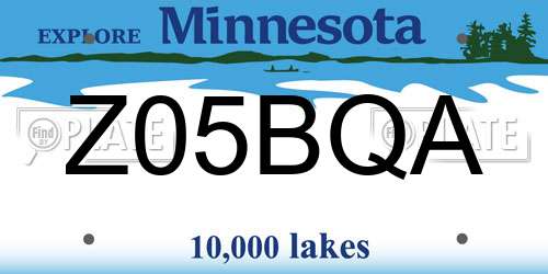 Z05BQA Minnesota License Plate