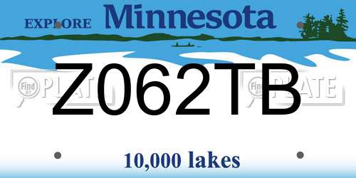 Z062TB Minnesota License Plate