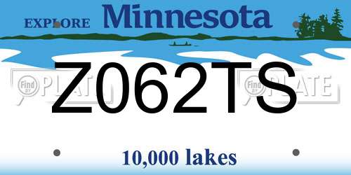 Z062TS Minnesota License Plate