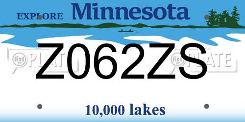 Z062ZS Minnesota License Plate