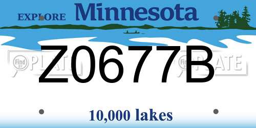 Z0677B Minnesota License Plate