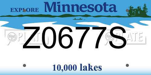 Z0677S Minnesota License Plate