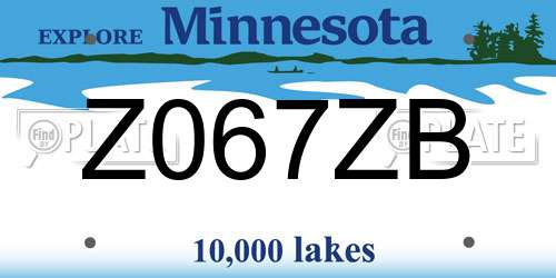 Z067ZB Minnesota License Plate