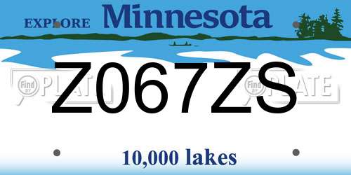 Z067ZS Minnesota License Plate