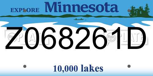 Z068261D Minnesota License Plate