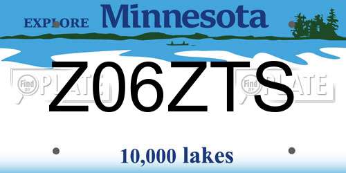 Z06ZTS Minnesota License Plate
