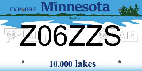 Z06ZZS Minnesota License Plate