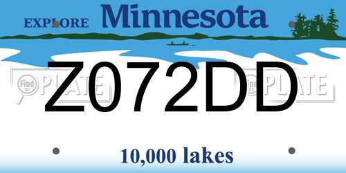 Z072DD Minnesota License Plate