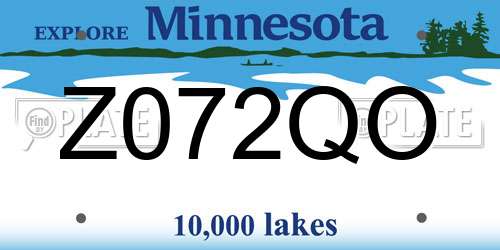 Z072QO Minnesota License Plate