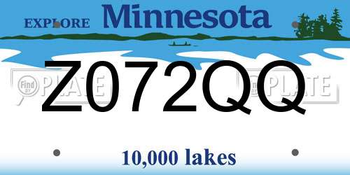 Z072QQ Minnesota License Plate