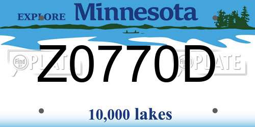 Z0770D Minnesota License Plate