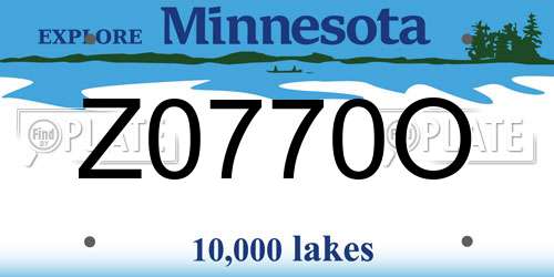 Z0770O Minnesota License Plate