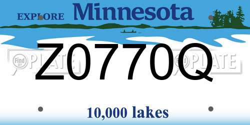 Z0770Q Minnesota License Plate