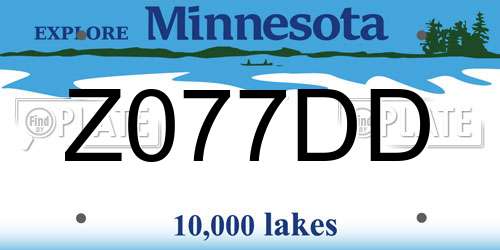 Z077DD Minnesota License Plate