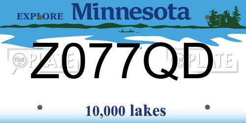 Z077QD Minnesota License Plate