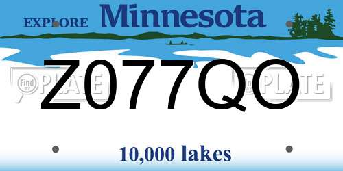 Z077QO Minnesota License Plate
