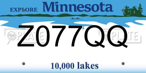 Z077QQ Minnesota License Plate