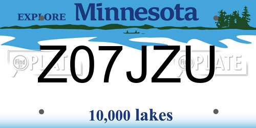 Z07JZU Minnesota License Plate