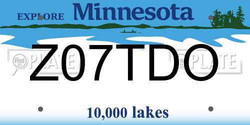 Z07TDO Minnesota License Plate