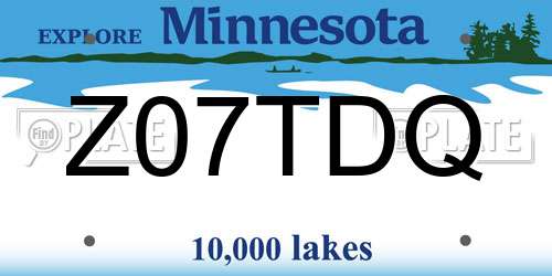 Z07TDQ Minnesota License Plate