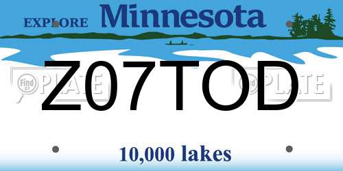 Z07TOD Minnesota License Plate