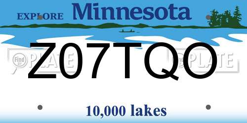 Z07TQO Minnesota License Plate