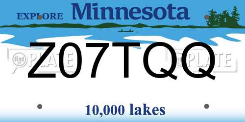 Z07TQQ Minnesota License Plate
