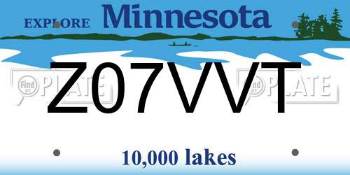 Z07VVT Minnesota License Plate