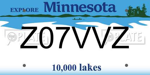 Z07VVZ Minnesota License Plate