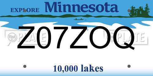 Z07ZOQ Minnesota License Plate
