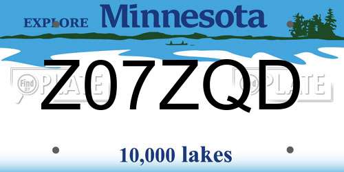 Z07ZQD Minnesota License Plate
