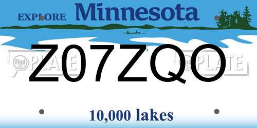 Z07ZQO Minnesota License Plate