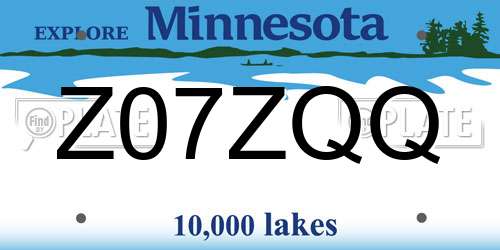 Z07ZQQ Minnesota License Plate
