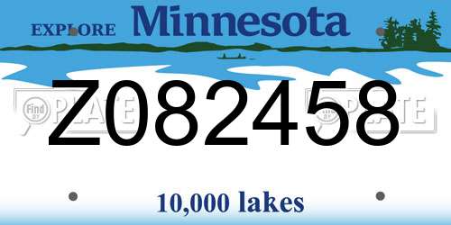 Z082458 Minnesota License Plate