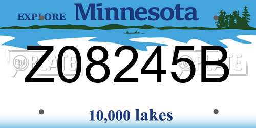 Z08245B Minnesota License Plate