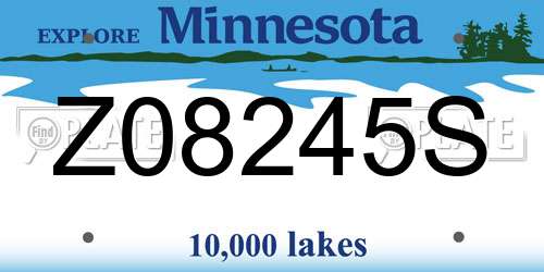 Z08245S Minnesota License Plate