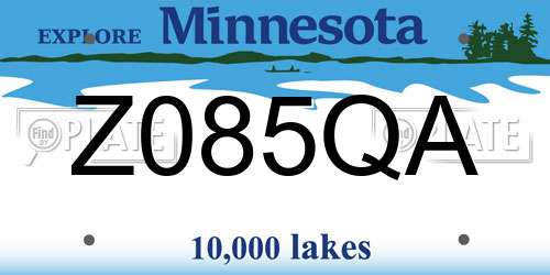 Z085QA Minnesota License Plate