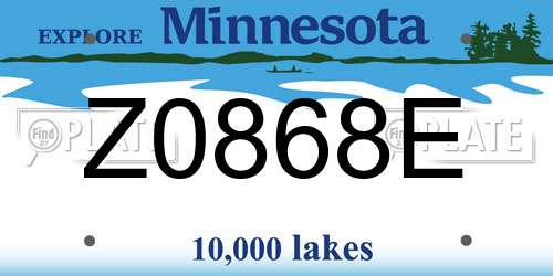 Z0868E Minnesota License Plate