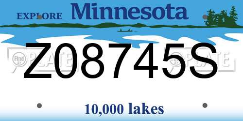 Z08745S Minnesota License Plate