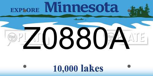 Z0880A Minnesota License Plate