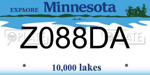 Z088DA Minnesota License Plate