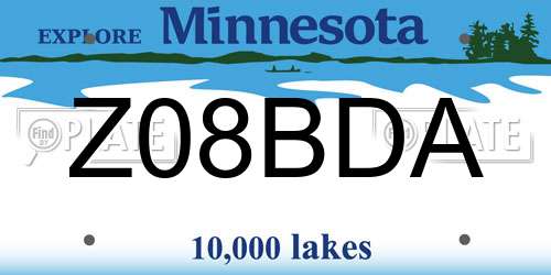 Z08BDA Minnesota License Plate