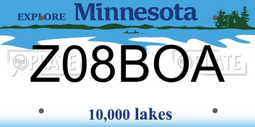 Z08BOA Minnesota License Plate