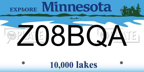 Z08BQA Minnesota License Plate